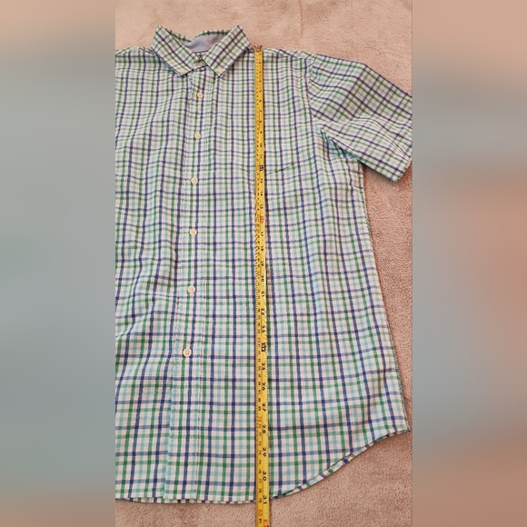 CHAPS MENS EASY CARE GREEN CHECKERED SHORT SLEEVES CASUAL DRESS SHIRT  MEDIUM M - Picture 7 of 7